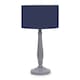 image 3 of ValueLights Victoria Grey Wood Table Lamp Navy Blue Shade | Grey | Navy