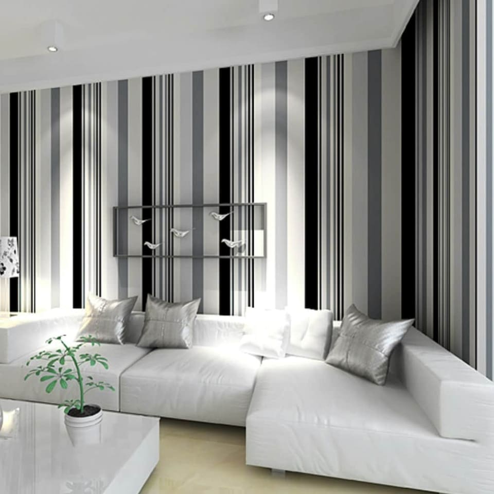 image 1 of Living and Home Modern Striped Non-Woven Wallpaper - 950*53cm | Multi