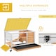 image 4 of PawHut Wooden Guinea Pig Hutch 2-Floor Design w/ Wheels, Yellow