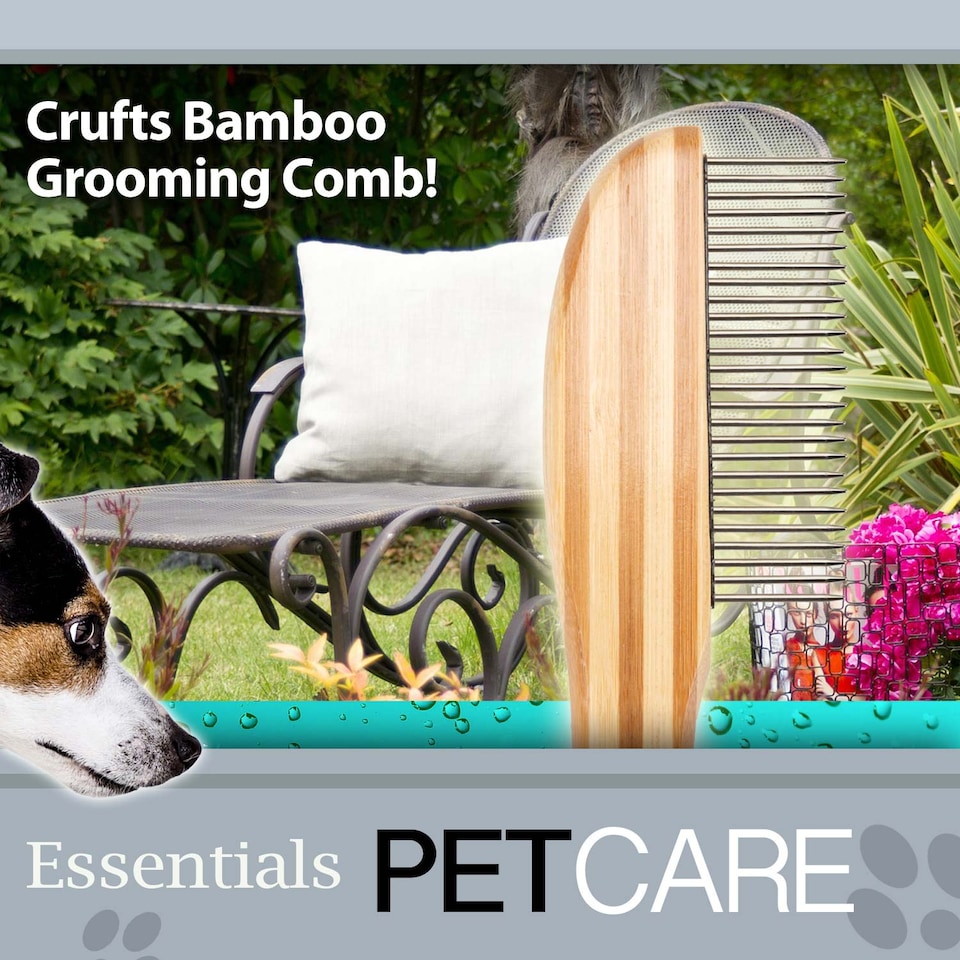 image 1 of PMS Crufts Bamboo Grooming Comb - 21.2cm x 5.5cm x 1.65cm