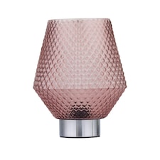 Porter - Battery Operated Chrome Lamp with Pink Textured Glass Chrome | Pink