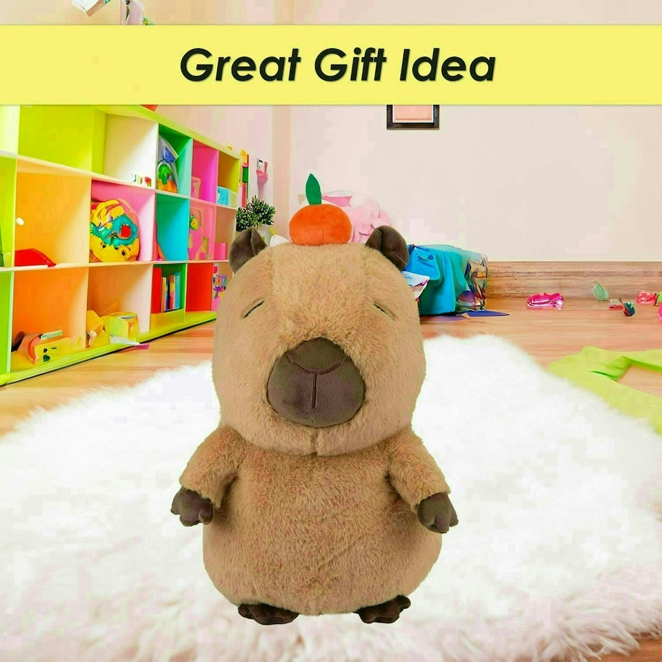 image 1 of Capybara Soft Toy Cute Plushie Huggable Cuddly Stuffed Toy 35cm Light Brown