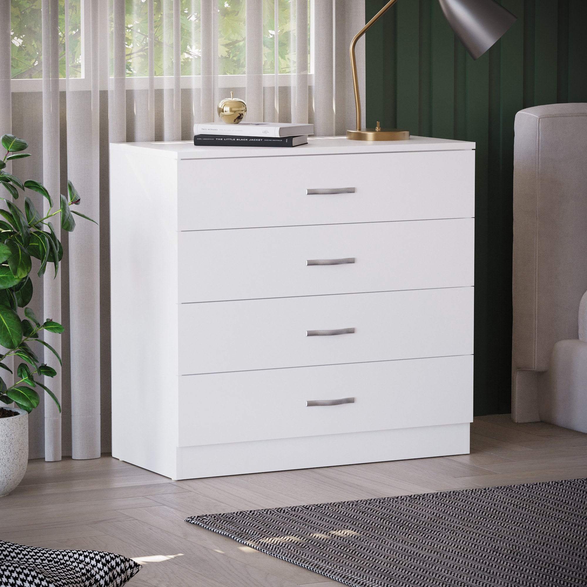 Vida Designs Riano 4 Drawer Chest of Drawers Bedroom Storage, White