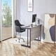 image 2 of Grey Office Desk Set with Black Velvet Upholstered Chair Wooden Room Furniture Black