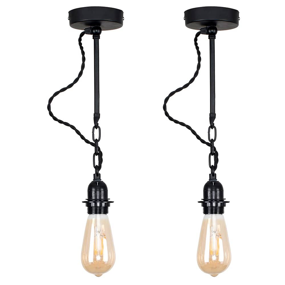 ValueLights Huber Pair Black Wall Ceiling Light Fittings