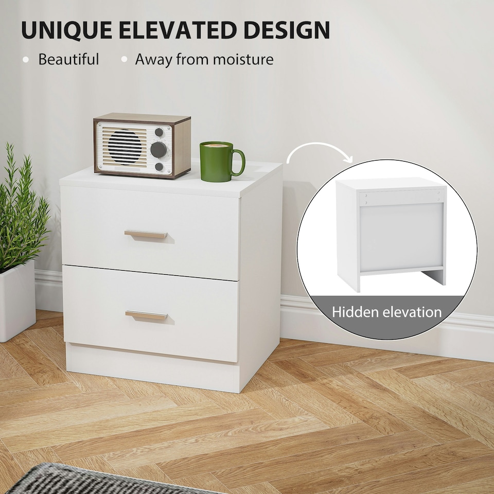 image 1 of HOMCOM Bedside Table w/ 2 Drawers, Nightstand, Side Storage Cabinet Unit