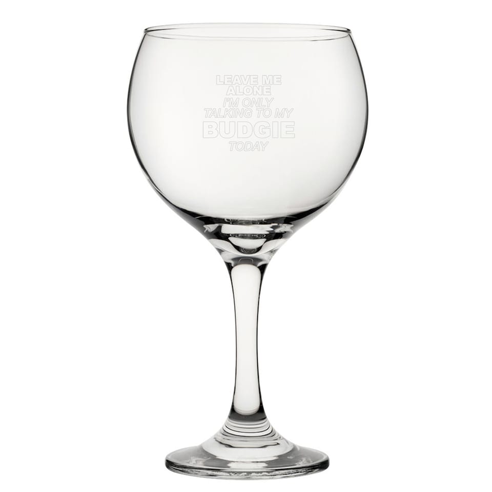 image 1 of Personalised Budgie Quote Engraved Gin Balloon Glass for Friend