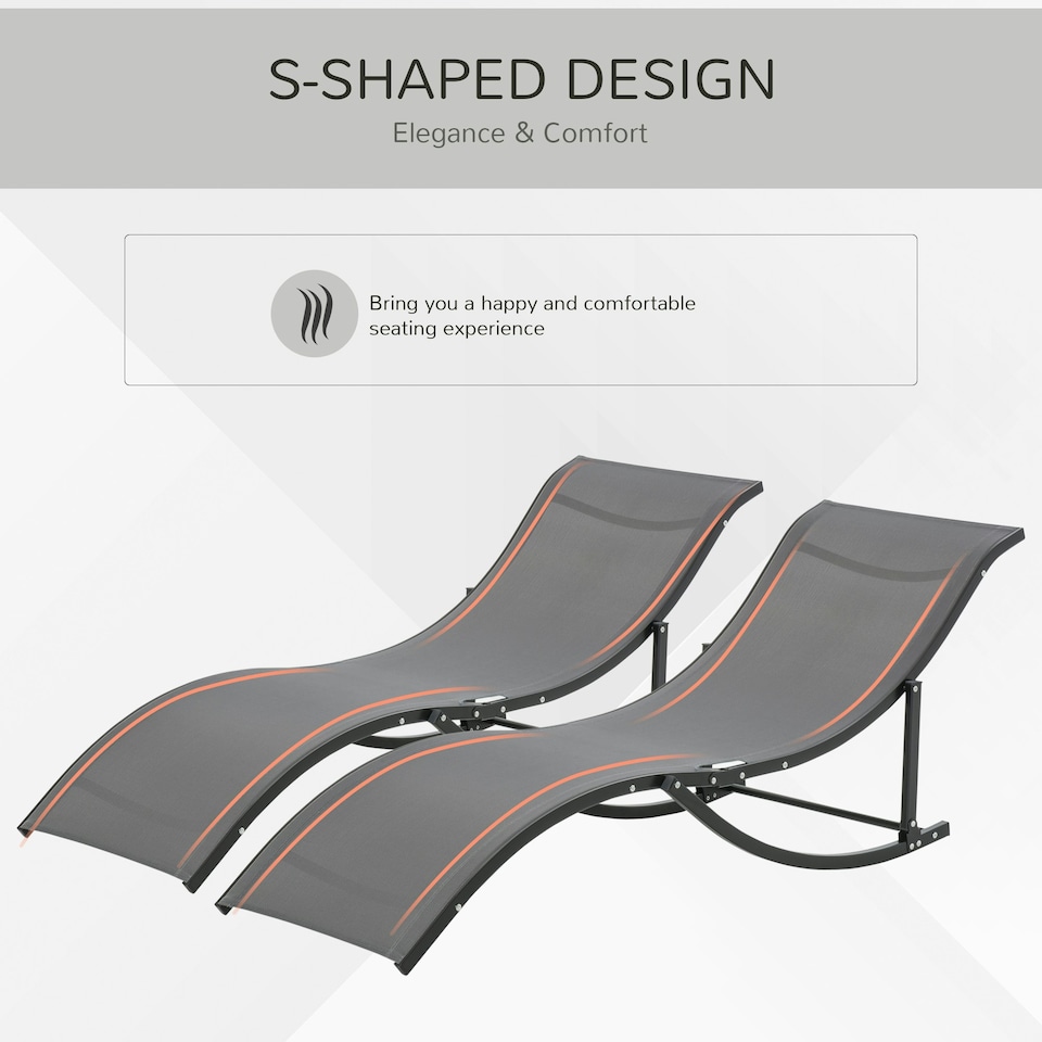 image 1 of Outsunny Set of 2 Zero Gravity Lounge Chair Recliners Sun Lounger Dark Grey