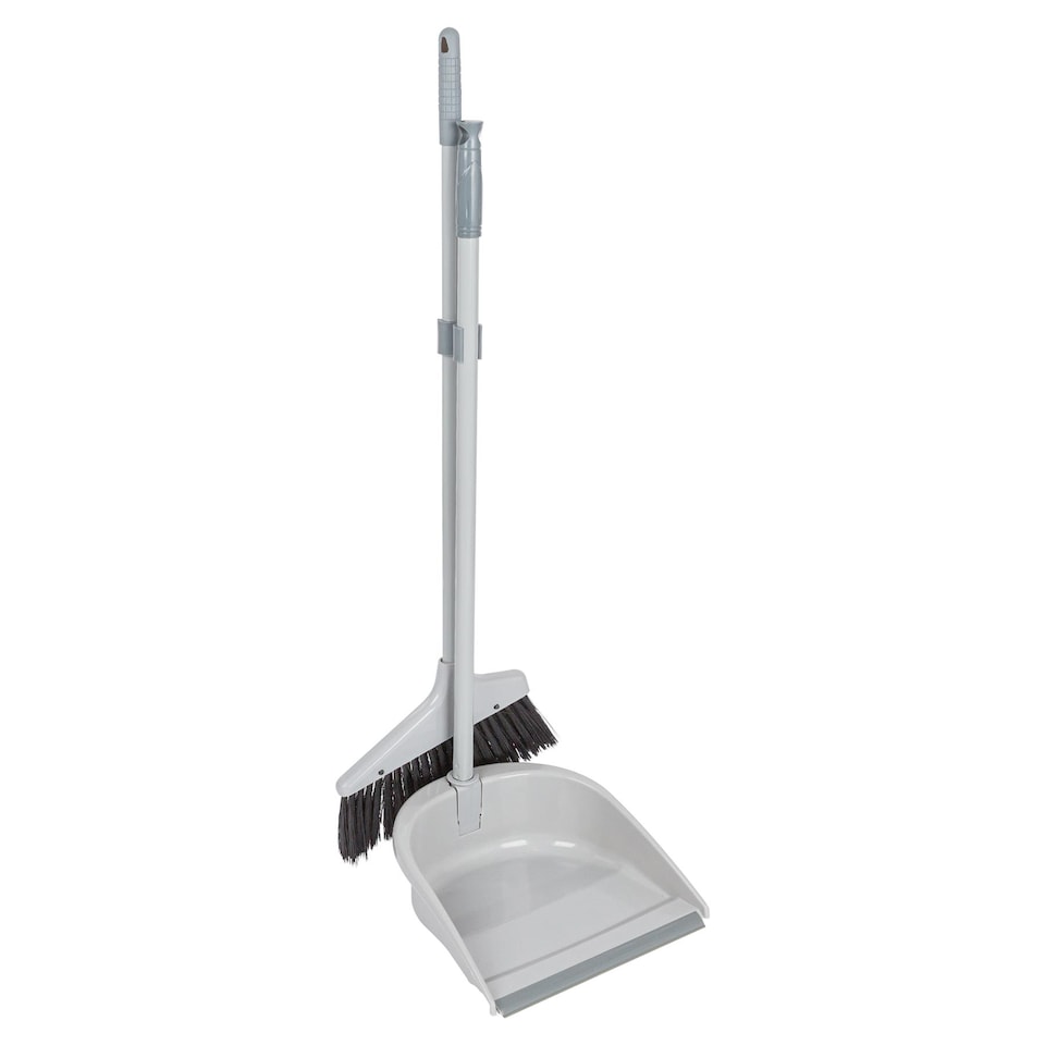 image 1 of Ashley Long Handle Dustpan & Brush Set - Grey