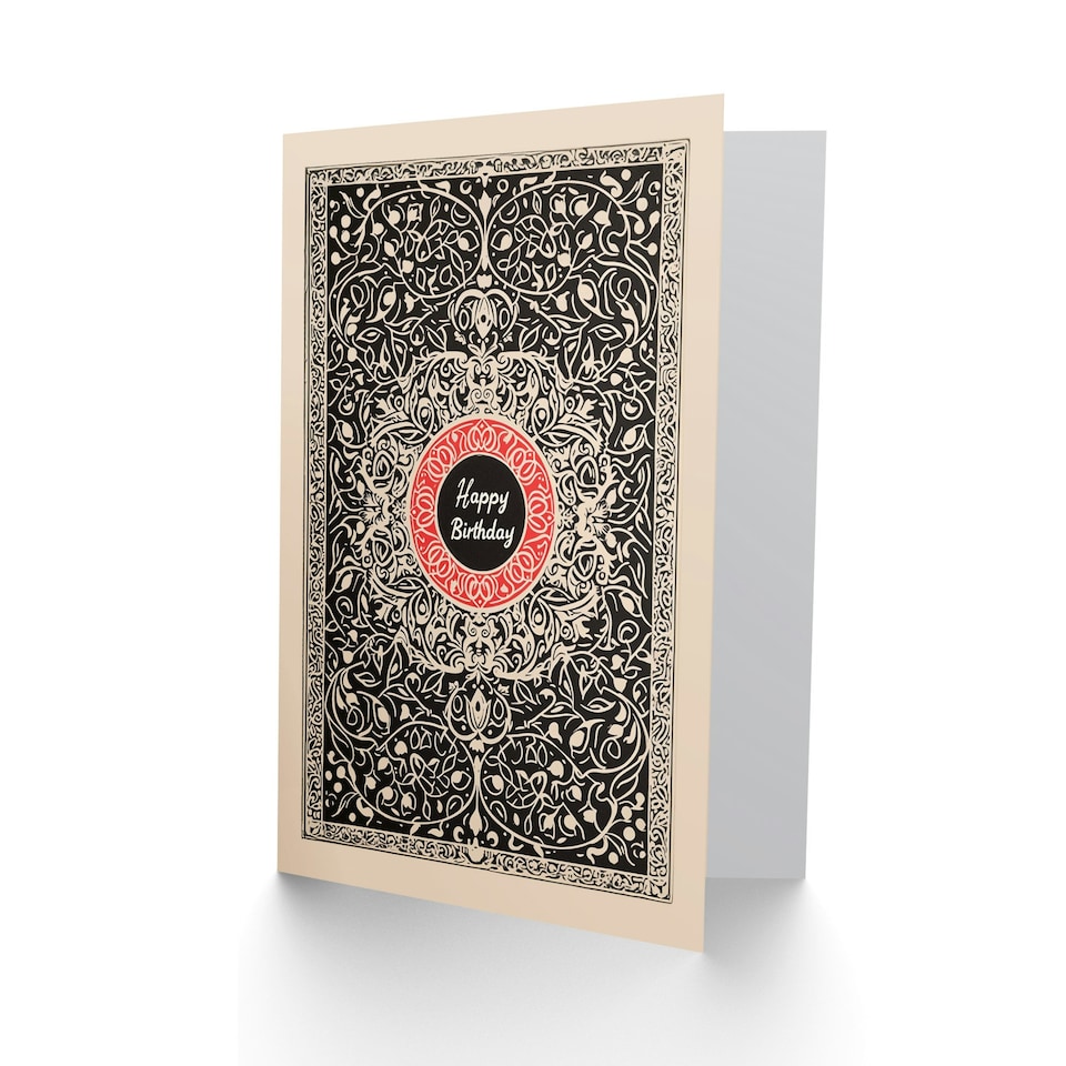 image 1 of Red Floral Arabesque Pattern Man Him Birthday Card
