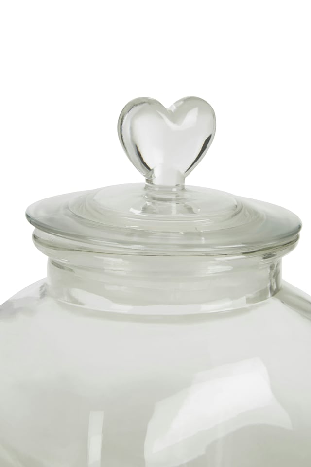 image 1 of Interiors by Premier Small Storage Jar, Glass Canister with Heart-Shaped Lid, Ideal for Storing Sweets, Spices