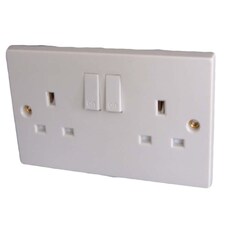 Dencon 13A Twin Switched Socket Outlet to BS1363 - White - One Size