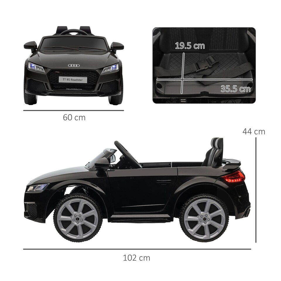 image 1 of HOMCOM 12V Battery Licensed Audi TT RS Ride-On Car w/ Headlight, Black