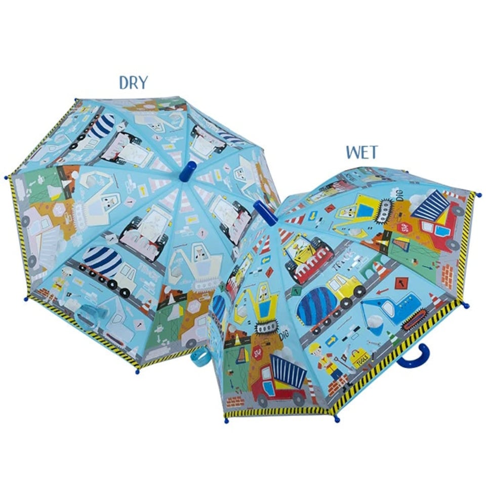 image 1 of Floss & Rock Kids Umbrella Colour Changing - Construction | Multi
