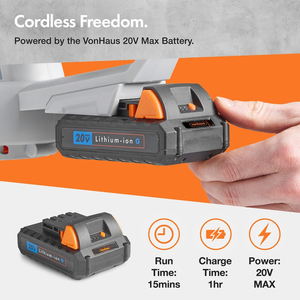 image 1 of VonHaus Cordless Leaf Blower with 20V Battery