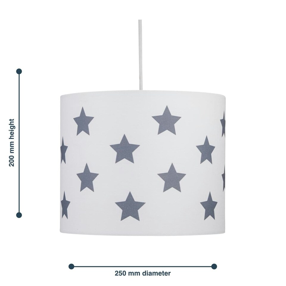 image 1 of First Choice Lighting Set of 2 White with Grey Stars 25cm Light Shades Grey