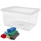 image 3 of 2 x 27 Litre Clear Plastic Storage Containers With Lids Ideal For Home & Office Use Clear