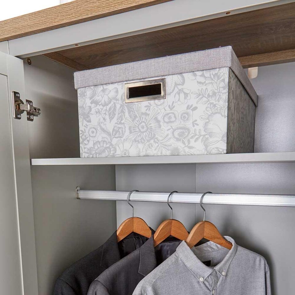 image 1 of Wardrobe 2 or 3 Door Two Tone Oak Top Wooden Hanging Rail Storage Shelves | Grey