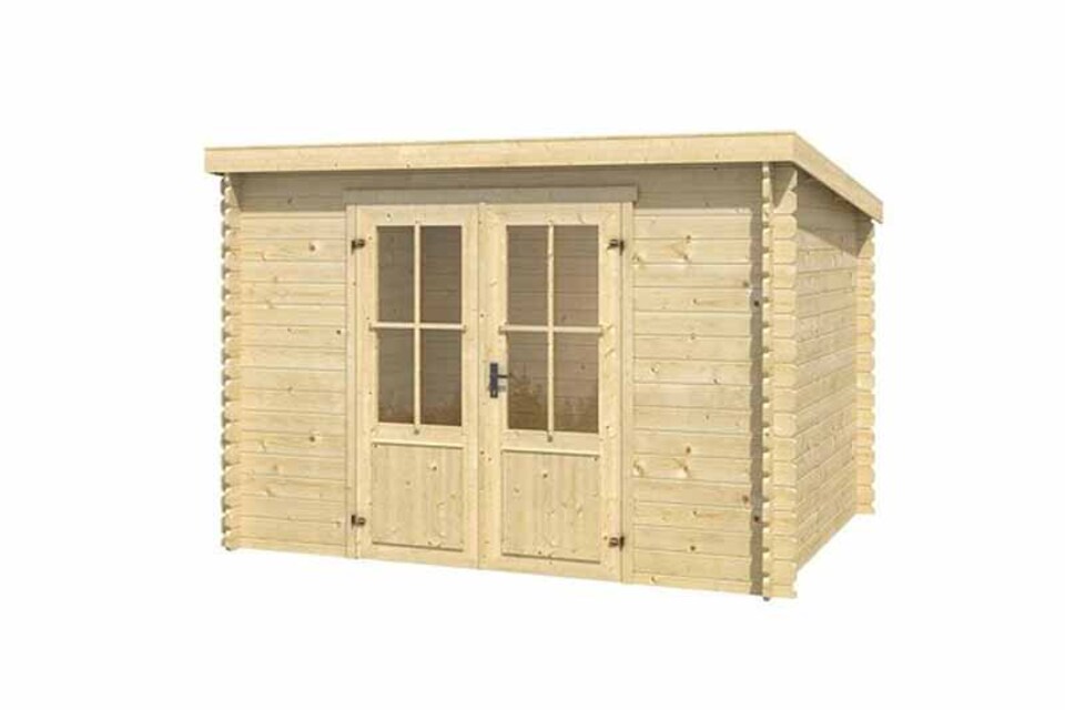 image 1 of Atlanta-Log Cabin, Wooden Garden Room, Timber Summerhouse, Home Office - L312 x W258.7 x H210.9 cm | Brown