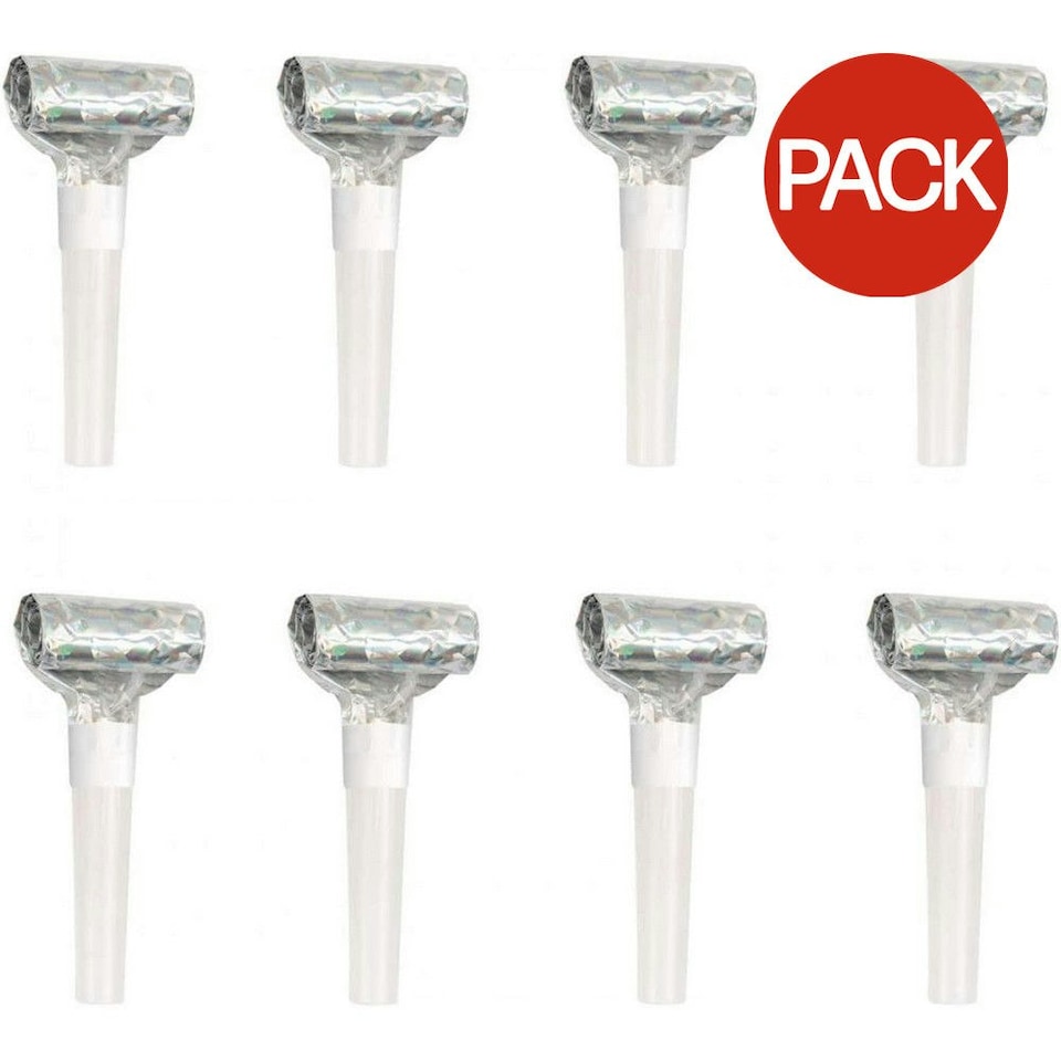 Unique Party Squawker Prismatic Party Blower (Pack of 8) - Silver - One Size
