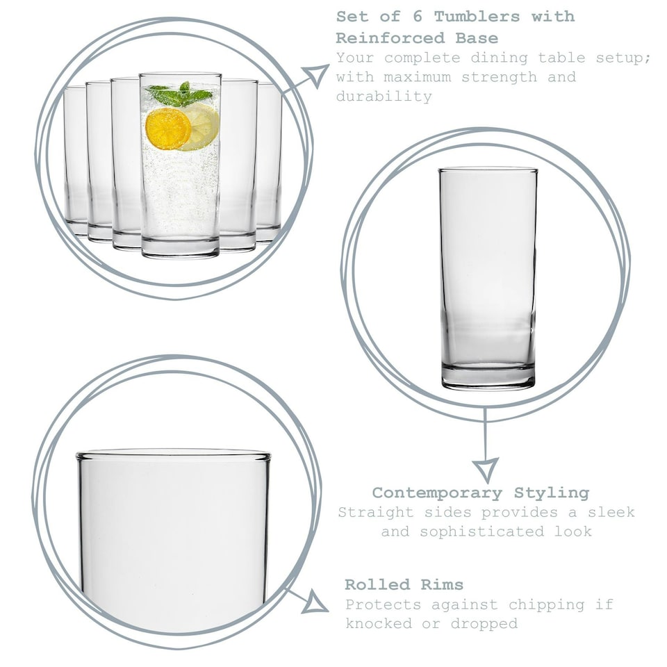image 1 of Argon Tableware Classic Highball Glasses - 295ml - Pack of 24 - Juice Glass Dishwasher Safe Drinking Glass Drinks Glass Clear