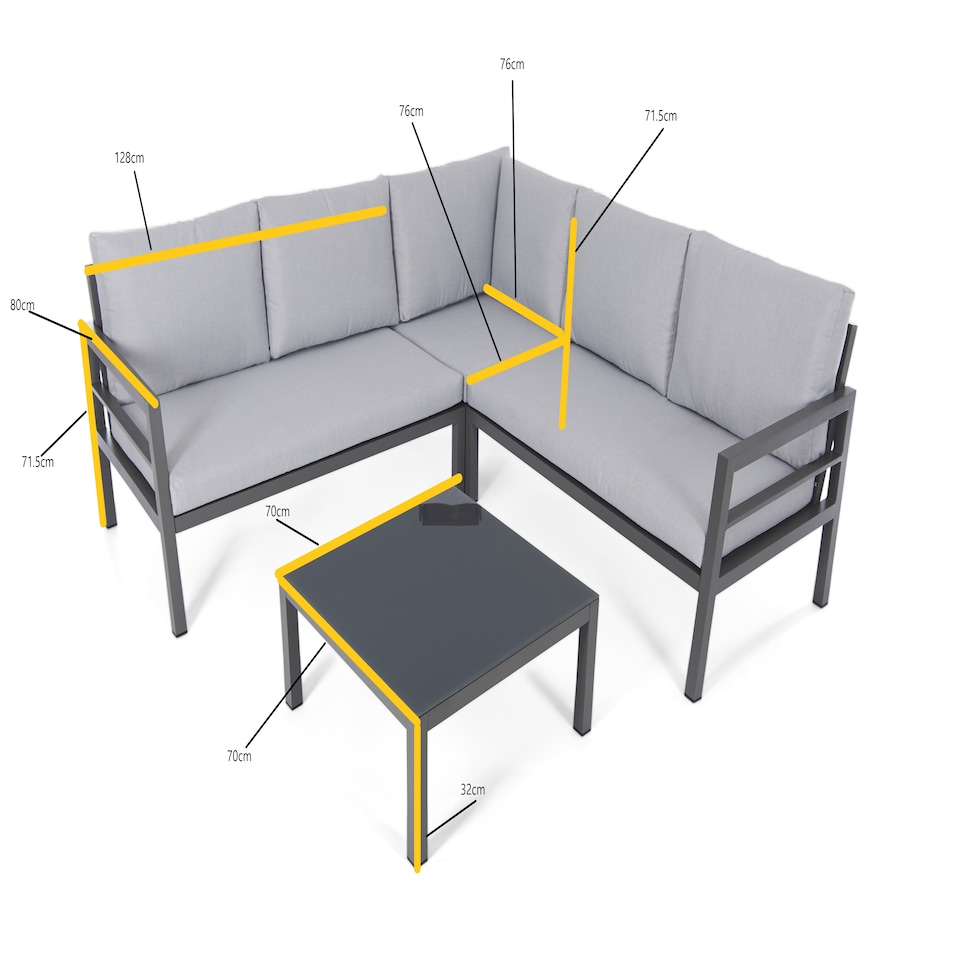 image 1 of Greenhurst Oakley Grey Aluminium Outdoor Corner Sofa Set