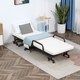 image 2 of HOMCOM Folding Bed with Mattress & Wheels, Adjustable Backrest Guest, White