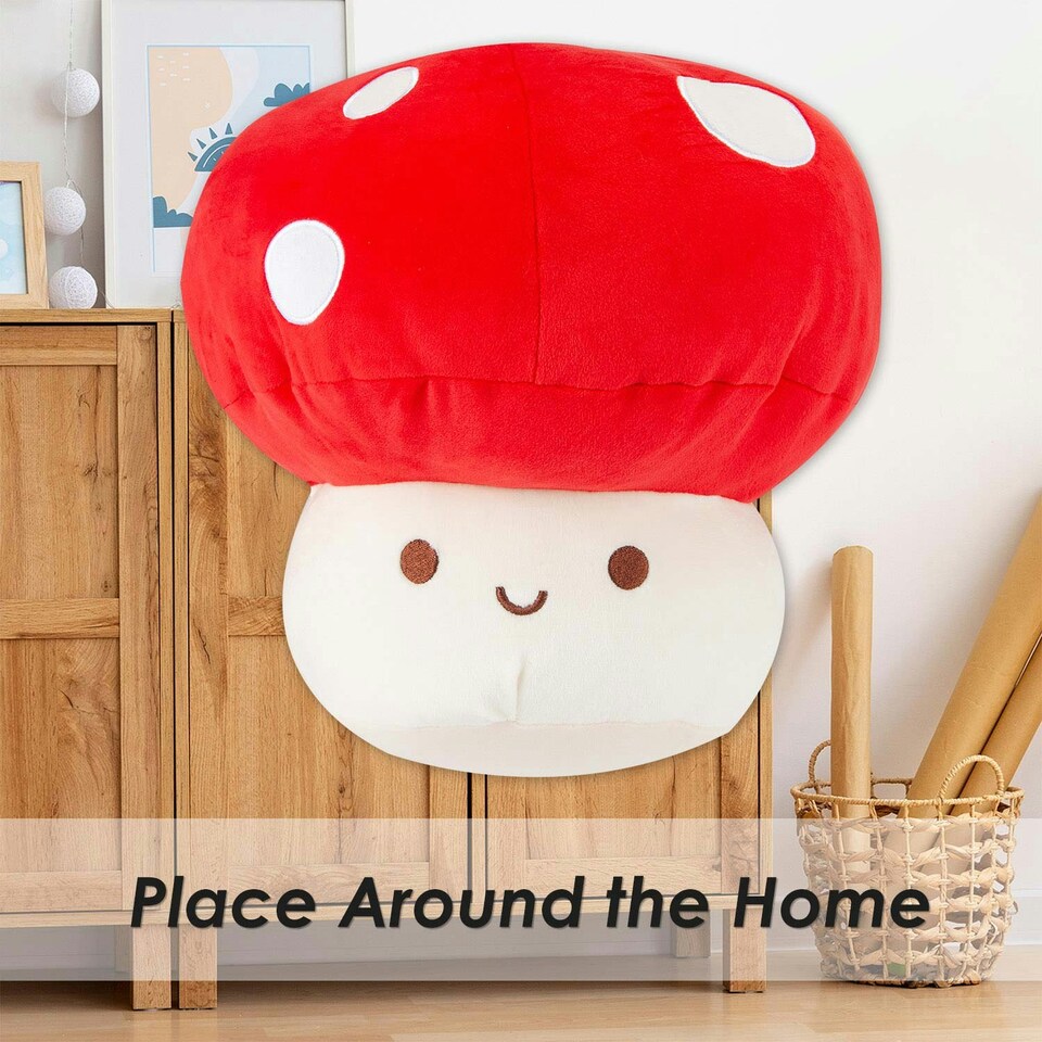 image 1 of Red Mushroom Mochi Soft Toy Cute Plushie Huggable Cuddly Plush 30cm Red