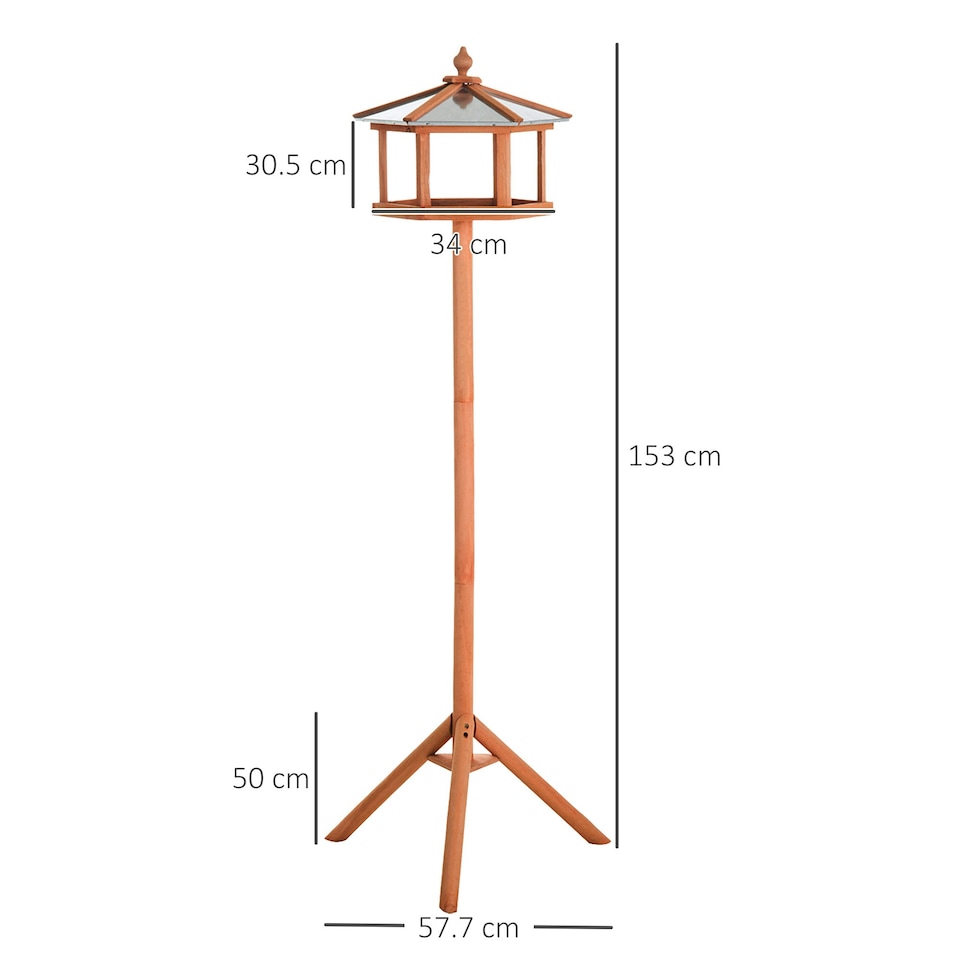 image 1 of PawHut Bird Table Wooden Feeding Station with Stand for Garden Wooden 153cm