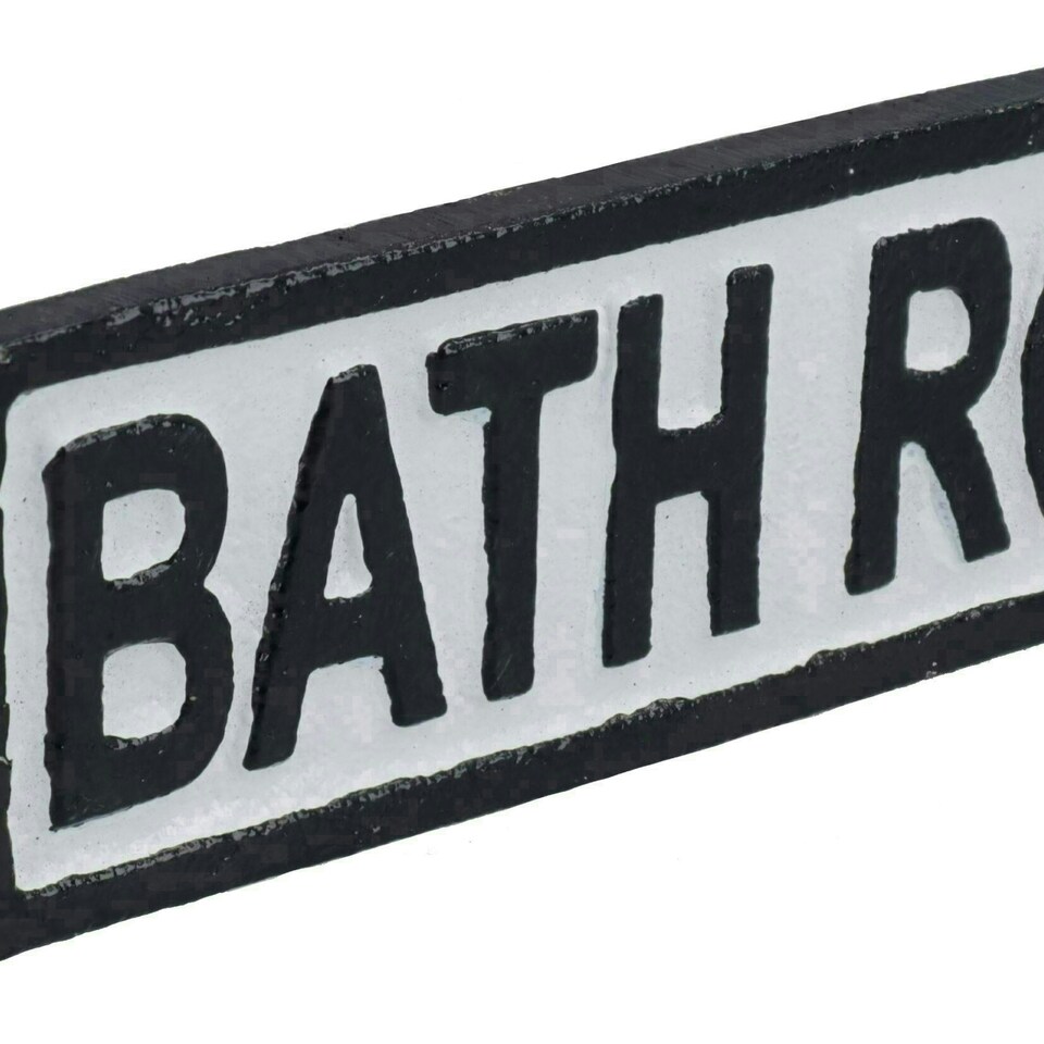 image 1 of Bathroom Cast Iron Sign Plaque Door Wall House Home Gate Post Hotel Toilet