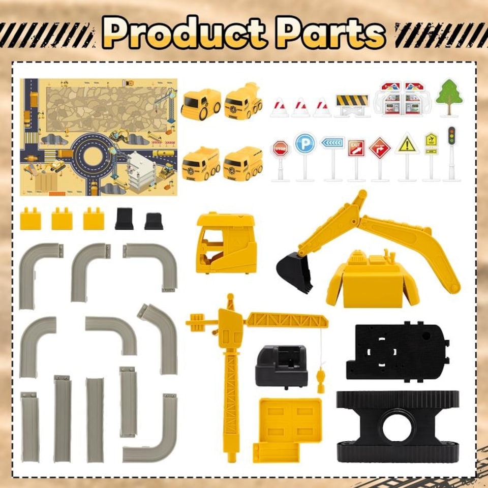image 1 of Crane Truck Toy Construction Vehicle Toy with Race Track