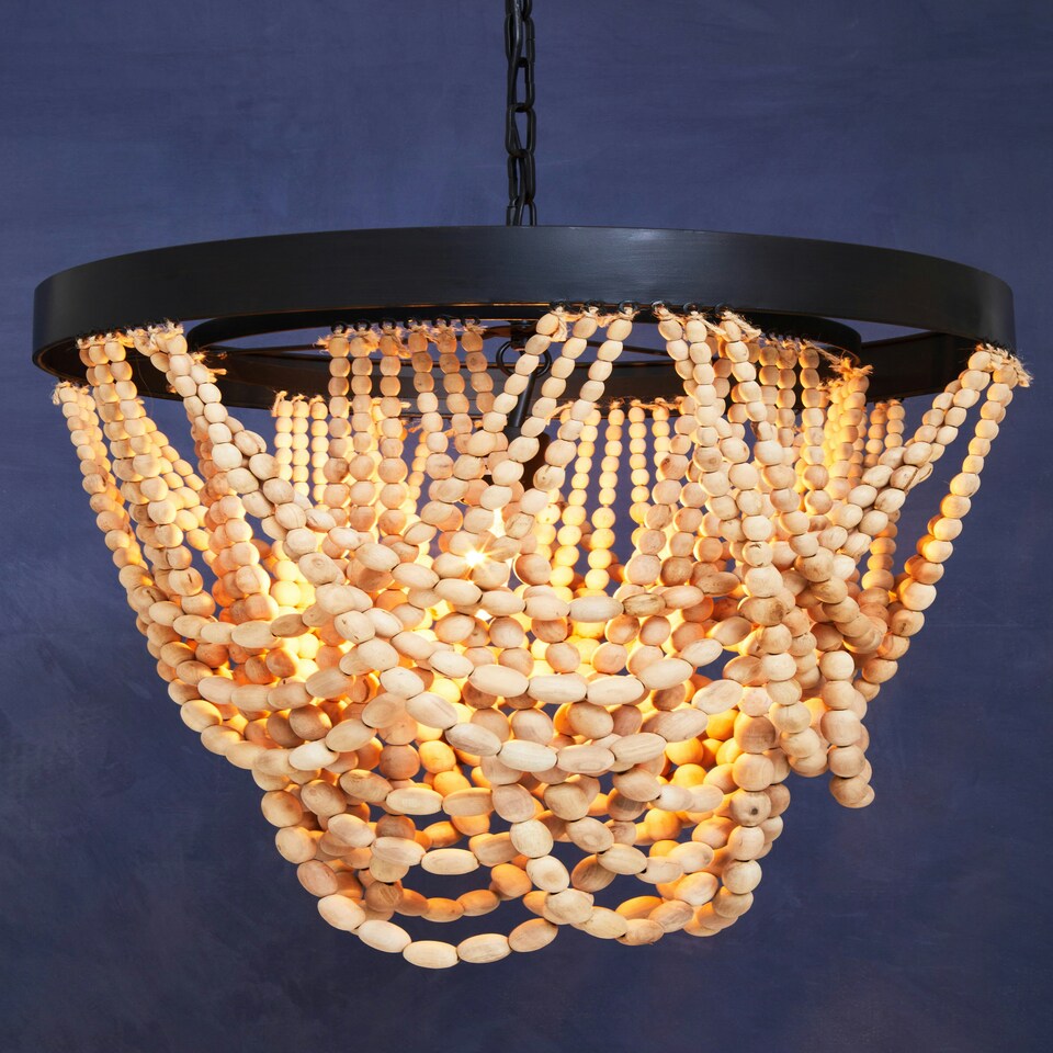 image 1 of Interiors by Premier Wood Bead Chandelier Brown
