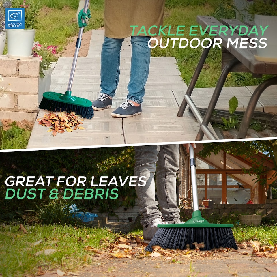 image 1 of 10" Outdoor Broom Garden Yard Brush with Metal Handle
