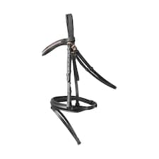 Hy Rosciano Leather Horse Bridle - Black/Rose Gold - Pony