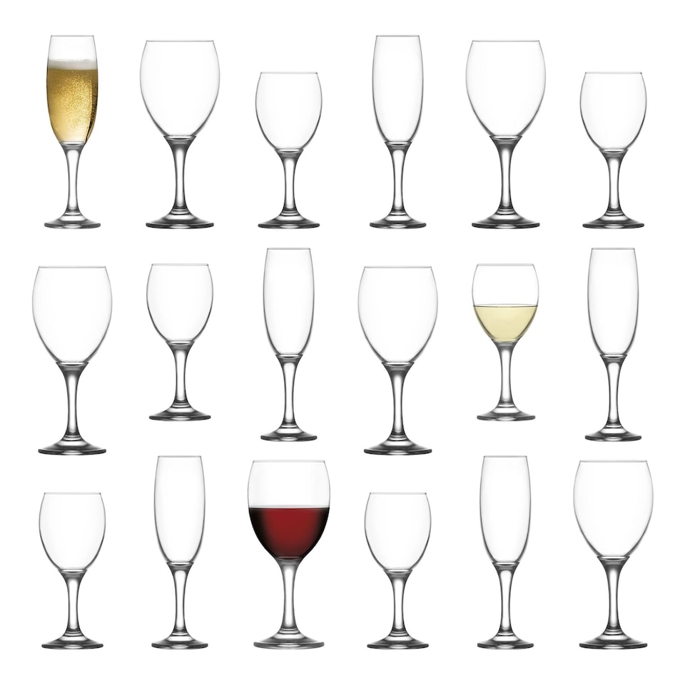 image 1 of LAV 18pc Empire Wine Glasses & Champagne Flutes Set | Clear | Clear