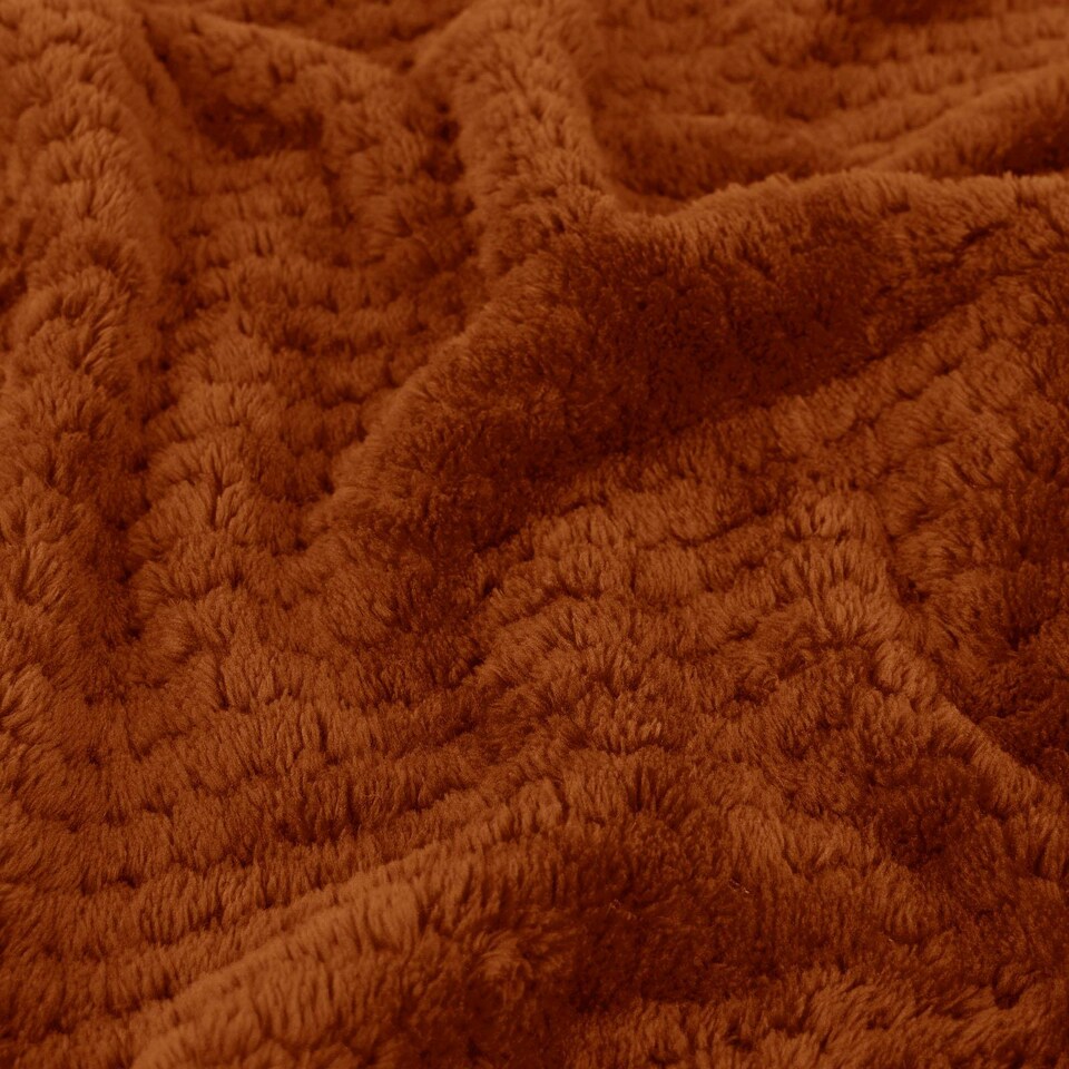 image 1 of OHS Luxury Honeycomb Waffle Warm Blanket, 200x240cm - Burnt Orange