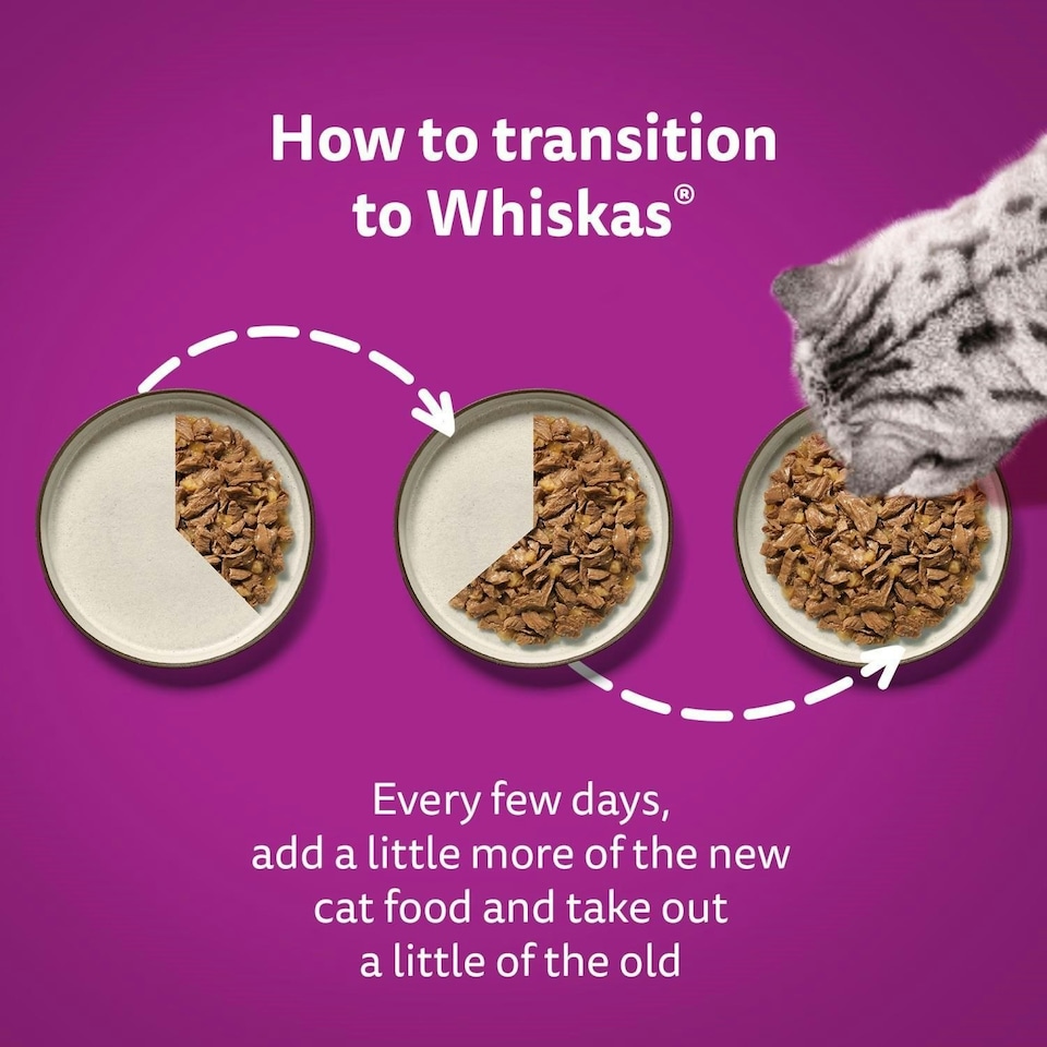 image 1 of 120 x 85g Whiskas 7+ Poultry Feasts Mixed Senior Wet Cat Food Pouches in Jelly 3 x 40pk
