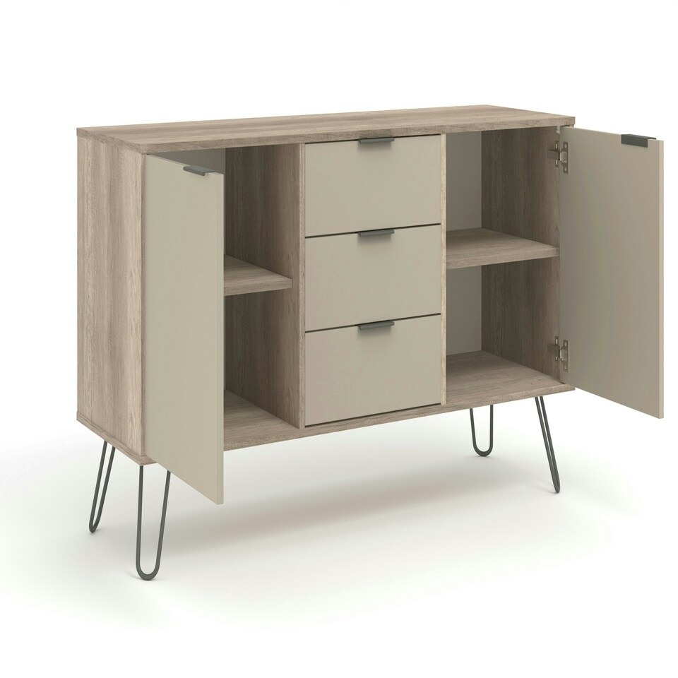 image 1 of Core Products Augusta Driftwood, Medium Sideboard With 2 Doors, 3 Drawers H73.6cm x W130.6cm x D43cm Cream