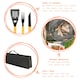 image 2 of BobbyQ 3pc Orange Rope Wooden BBQ Tools Set - Outdoor Kitchen Camping Barbecue Grill Cooking Utensils Accessories Gift Kit for Men with Bag