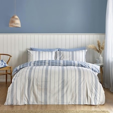 Catherine Lansfield Harbour Stripe Blue Duvet Cover Set Blue | Double