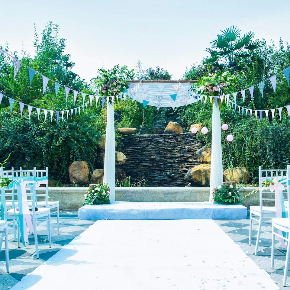 image 1 of Blue Vintage Print Party Bunting 10m with 20 Pennants