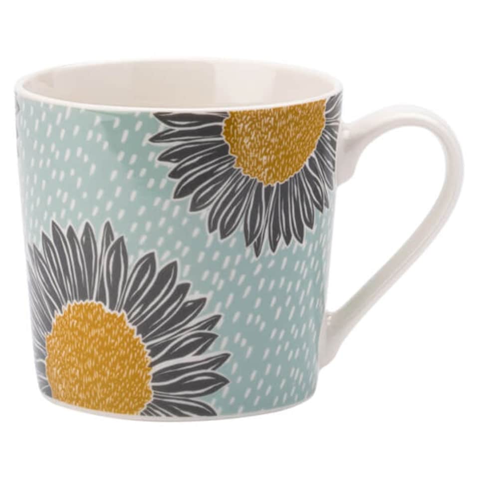 image 1 of English Tableware Company Artisan Flower Floral Mug-Blue with Yellow Flower