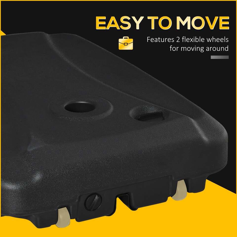 image 1 of Outsunny Parasol Base, Water and Sand Filled, Up to 75kg, Portable Umbrella Stand Weights for Cantilever Banana Parasol with Wheels, Black