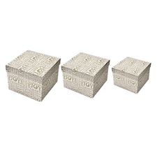 White & Gold Christmas Phrases Printed Gift Box Set - Pack of 3