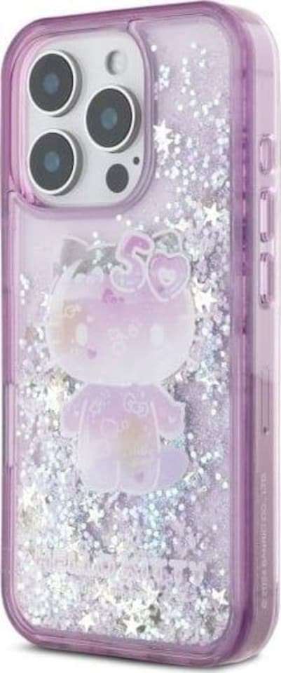 image 1 of Hello Kitty Liquid Glitter 50th Anniversary Party Case for iPhone 16 Pro Max 6.9 Purple - HKHCP16XL50PPU