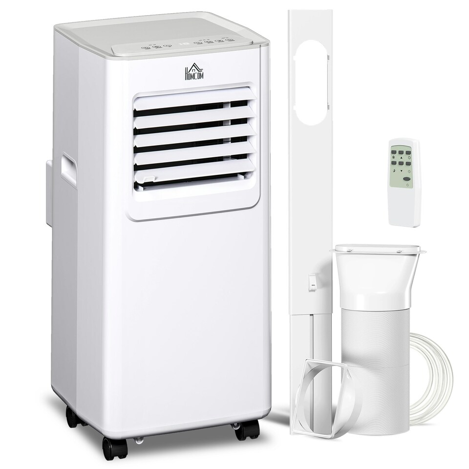 image 1 of HOMCOM 7000 BTU Mobile Air Conditioner Indoor Portable AC Unit w/ RC, White