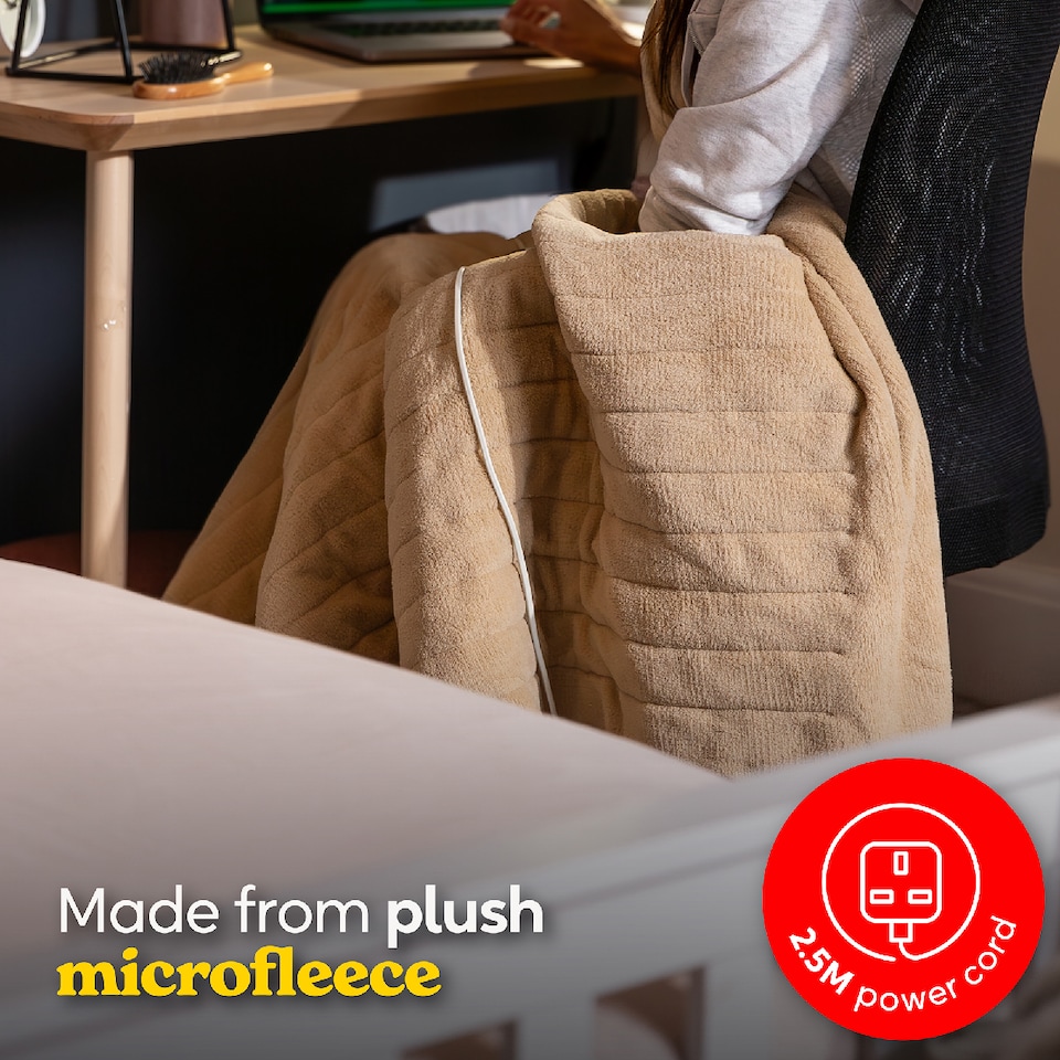 image 1 of Russell Hobbs RHHT1004BG Electric Blanket Beige Heated Throw Microfleece