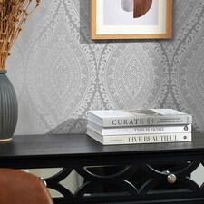 Ariana Wave Wallpaper in Grey and Silver Multi