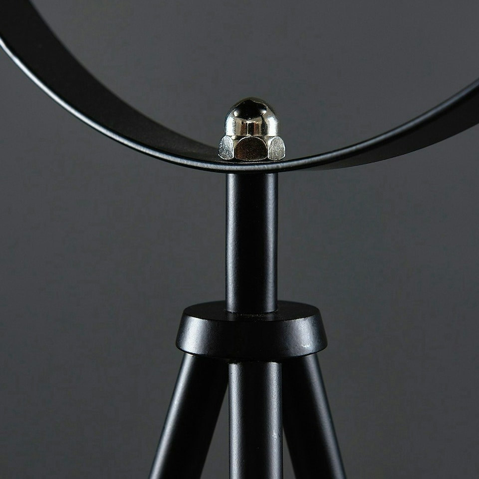 image 1 of ValueLights Retro Tripod Style Floor Lamp In Black Metal Finish With Gold Interior Shade