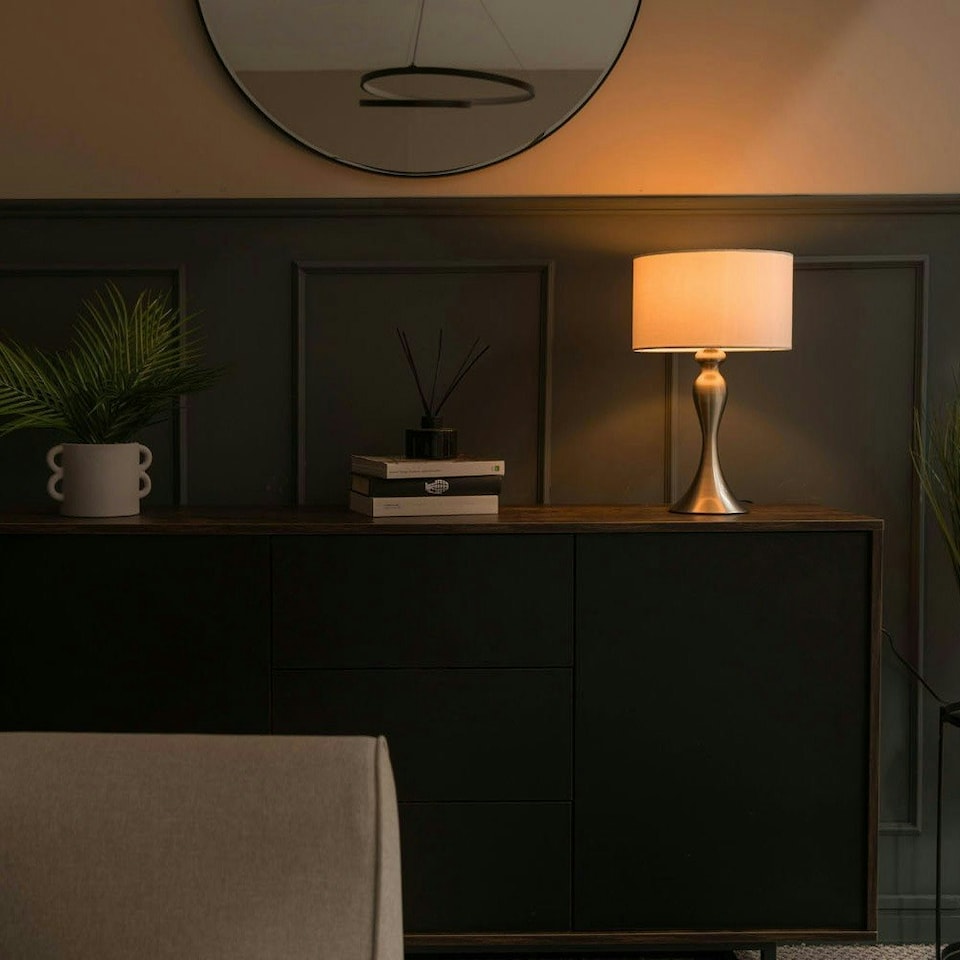 image 1 of ValueLights Brushed Chrome Table Lamp